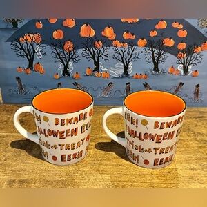 Starbucks 2007 HALLOWEEN Trick or Treat/BOO/Eek/Spider Mugs (2) 16oz